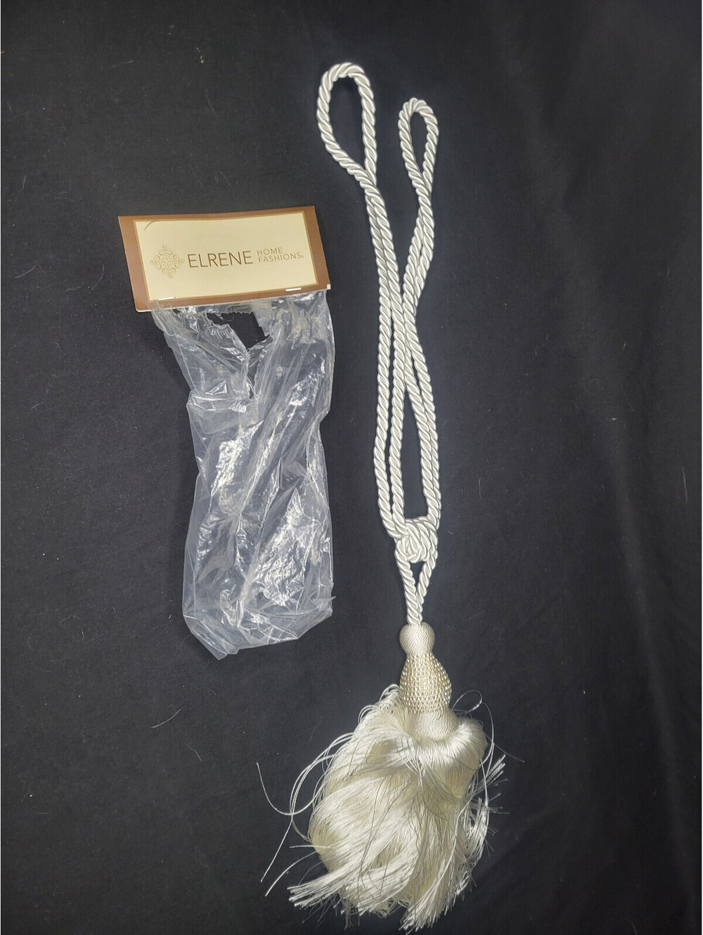 Elrene Home Fashions Julia Rhinestone Tasseled Window Curtain Tieback 26" White